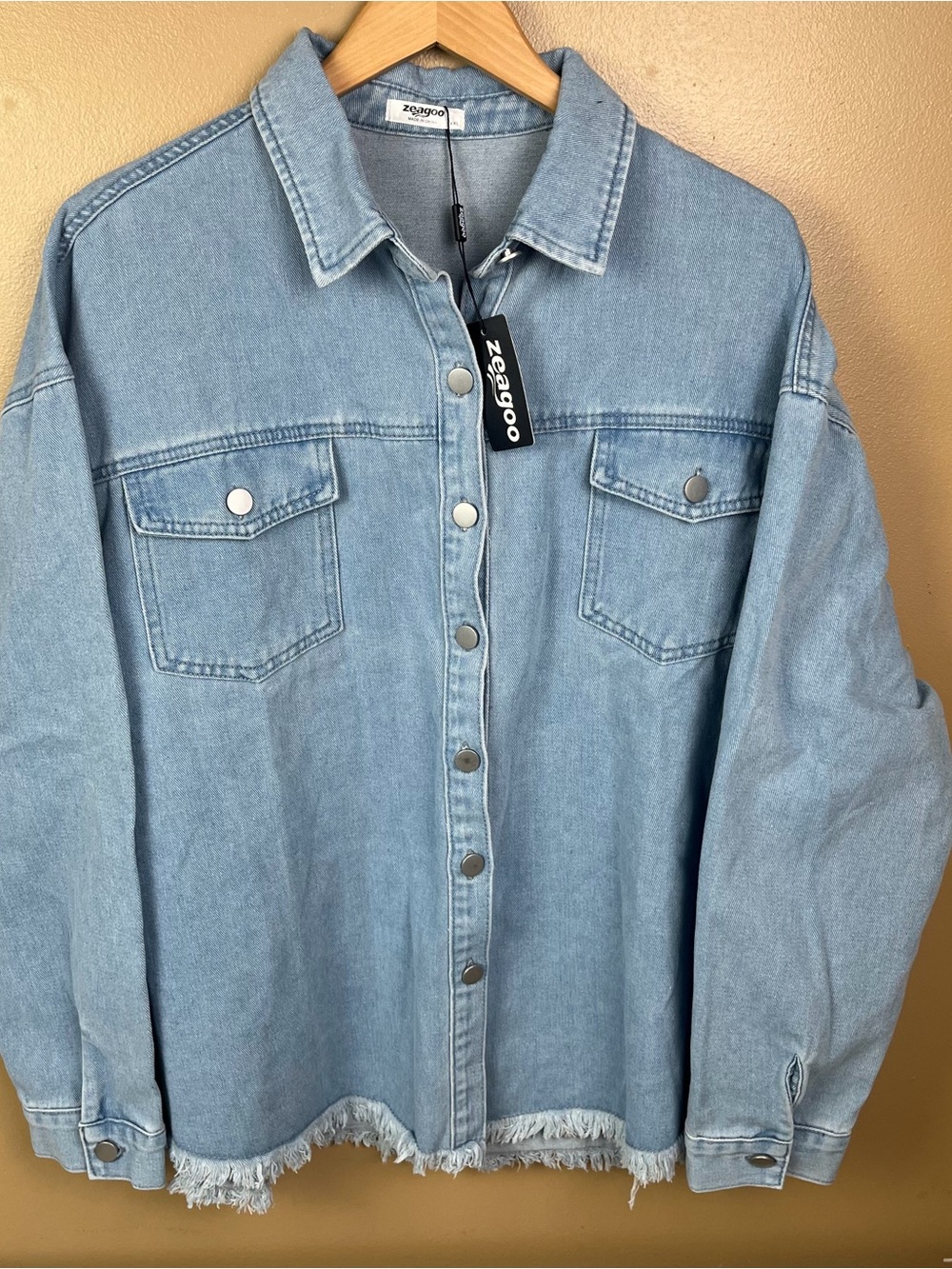 NEW Denim Shirt Jacket Women's Zeagoo XXL